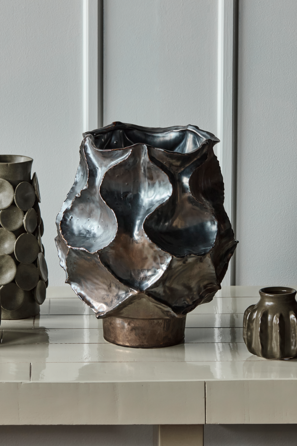 Waves vase, Antik Metallisk - H34 cm